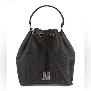 Maje Paris Saxo Black Leather Bucket Bag